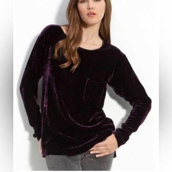 Theory Tehya Crush Velvet Tunic In Purple Size Large - Picture 3 of 8